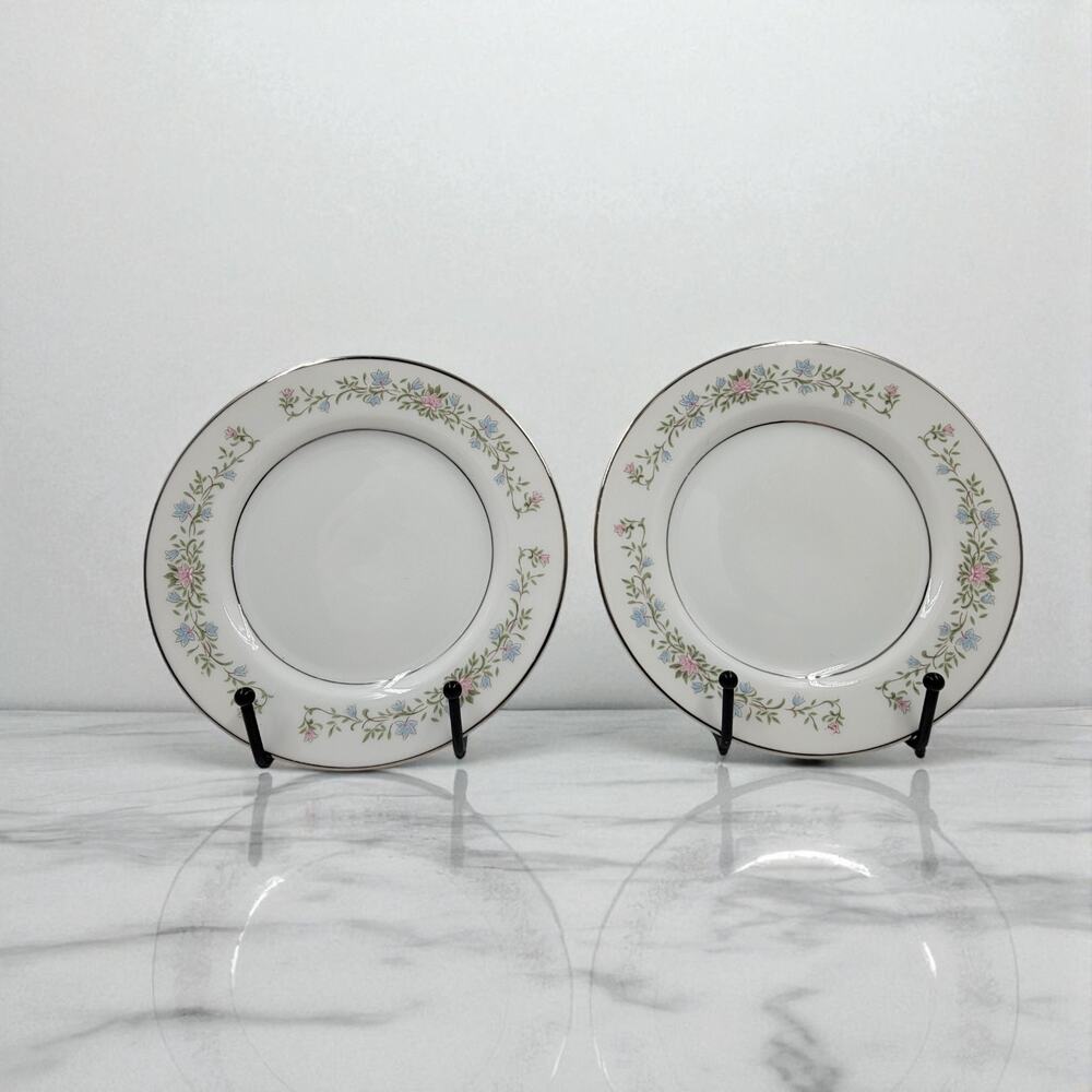 Cotillion Eileen International 6 1/2" Bread Dessert Plate Silver Trim Set of 2